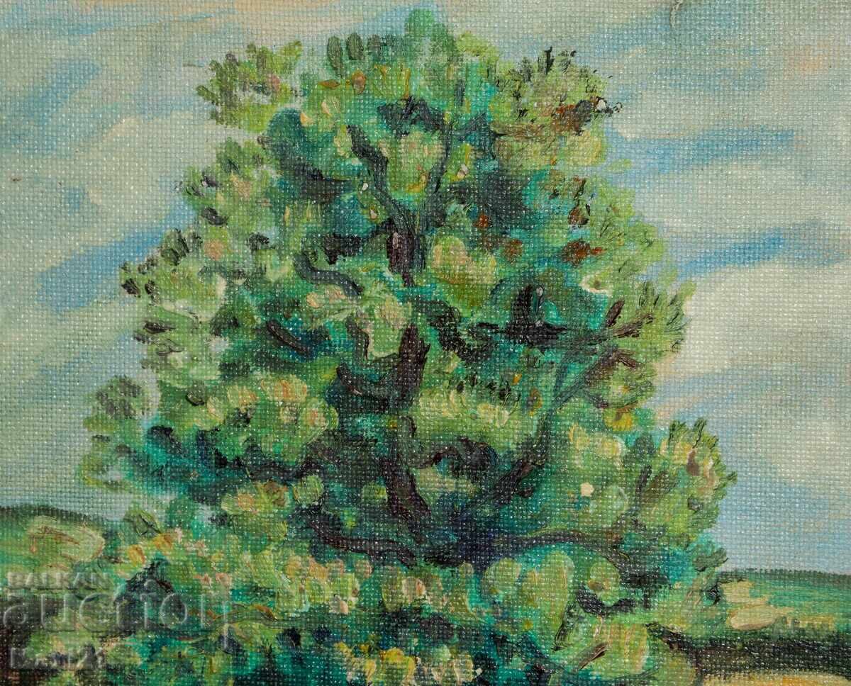 Delivery of Oil painting lonely tree landscape