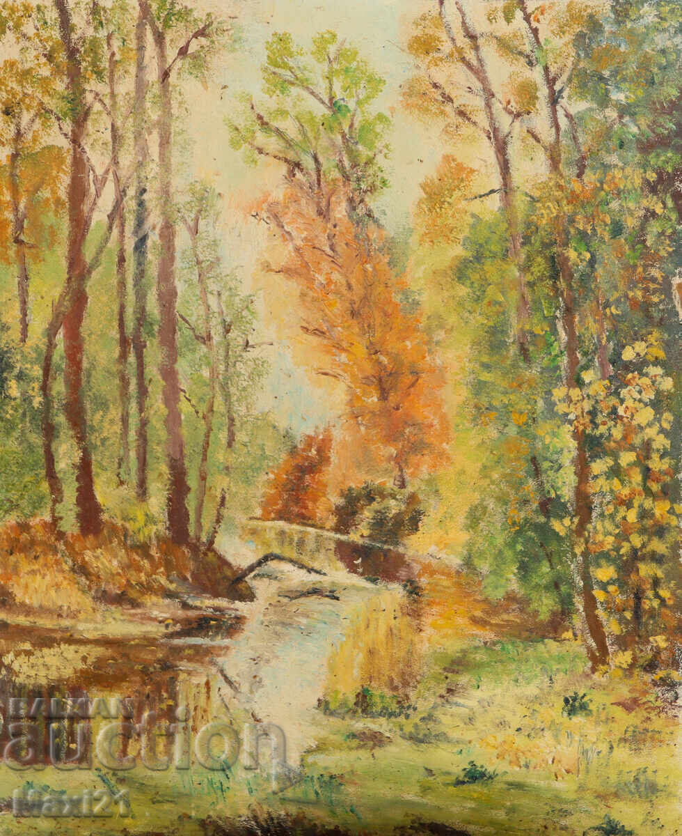 Oil painting autumn landscape with price 180.00 BGN | € 92.03