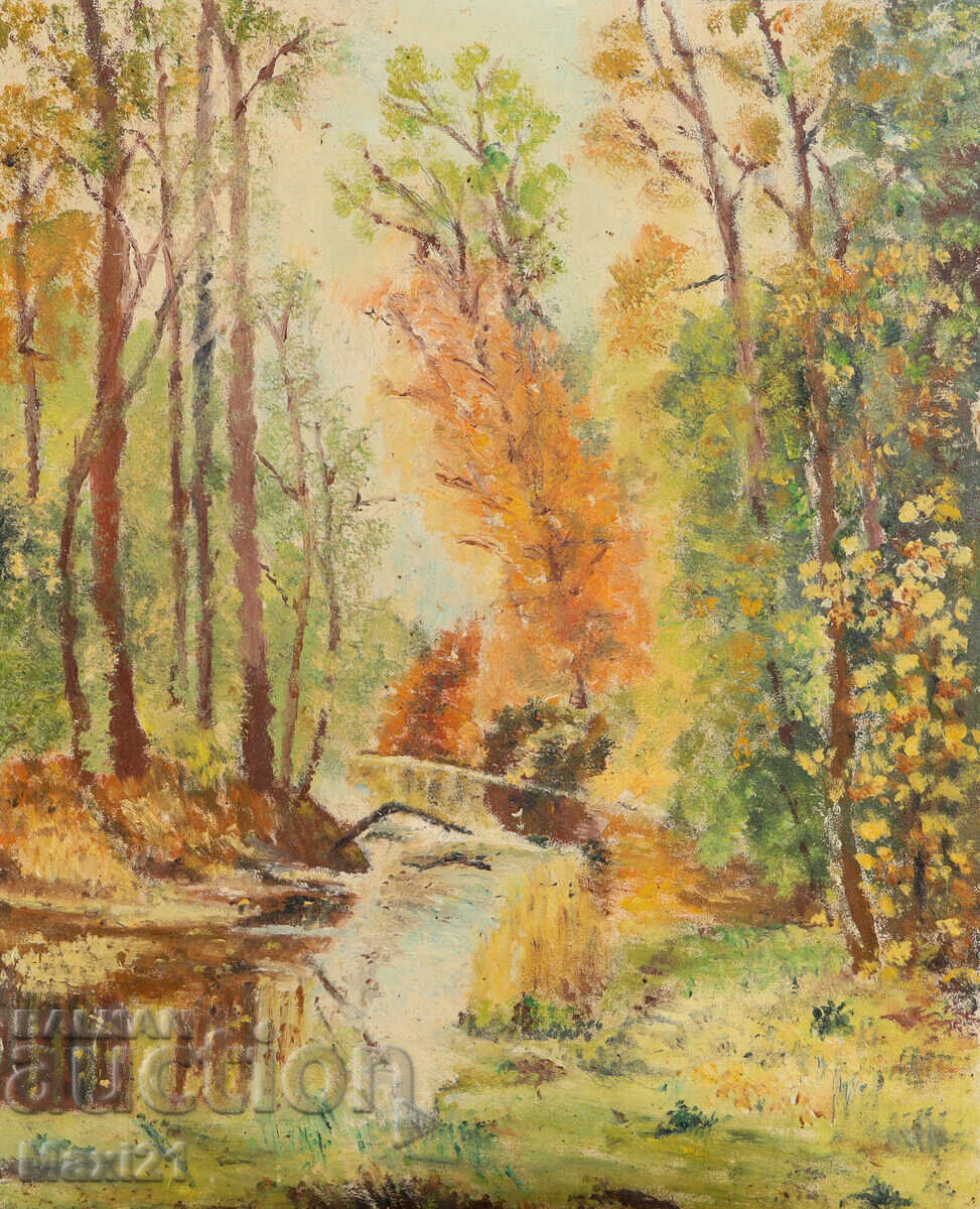 Oil painting autumn landscape