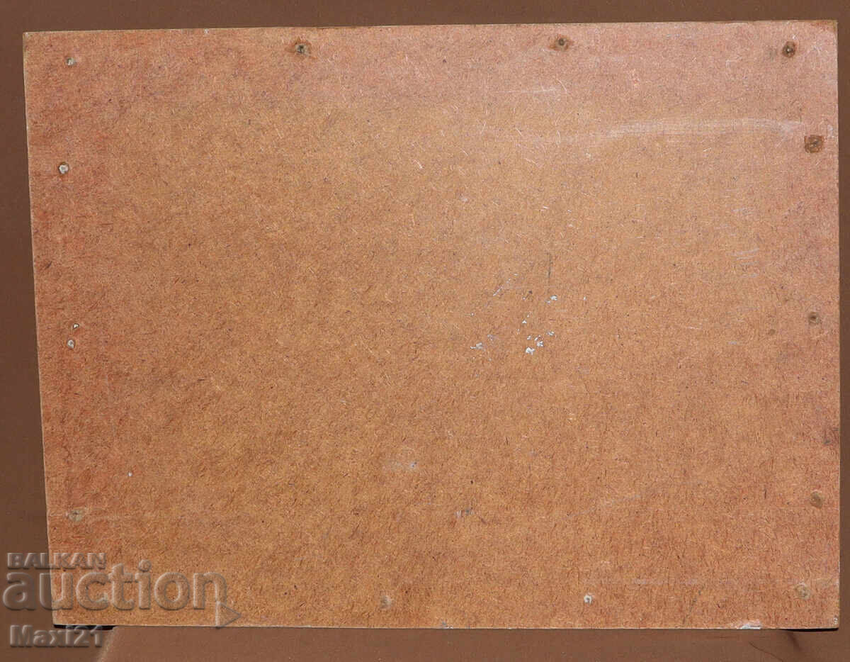 Έργο ζωγραφικής με λάδι, αγροτικό τοπίο, σπίτια - 7