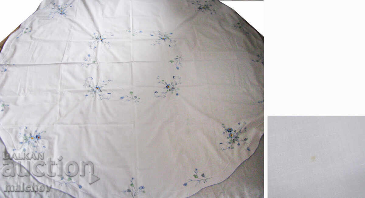 Παράδοση Παλιά κεντημένη τραπεζοκαλύπτρα βαμβακερή στρογγυλή 170 εκ. άριστη