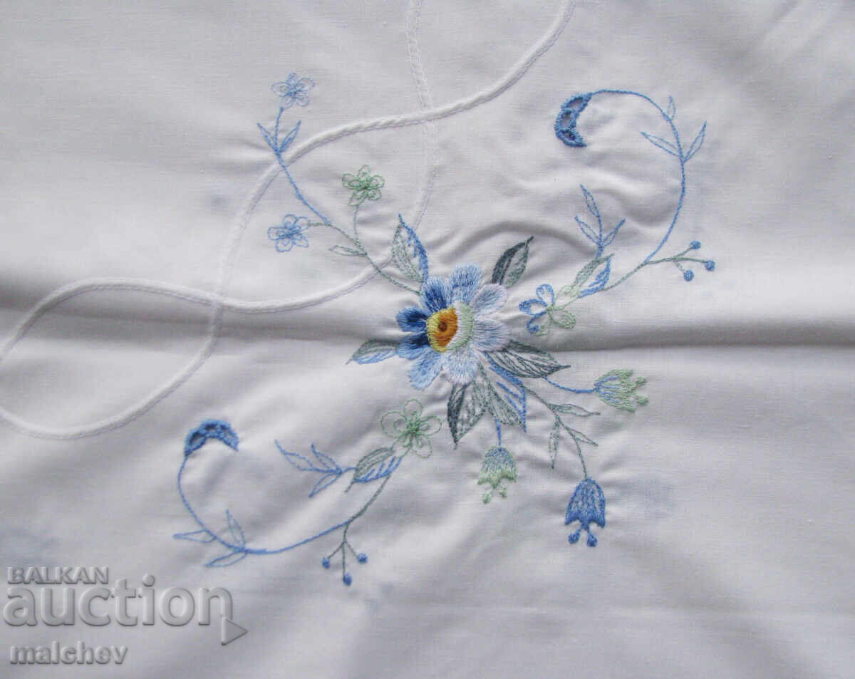 Παλιά κεντημένη τραπεζοκαλύπτρα βαμβακερή στρογγυλή 170 εκ. άριστη - 5