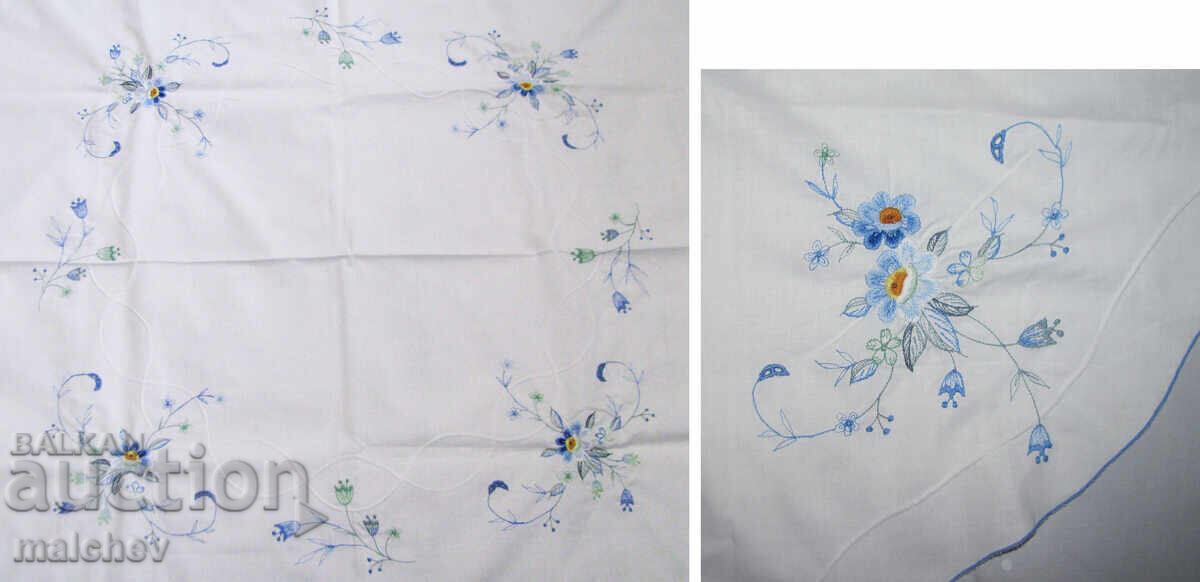 Παλιά κεντημένη τραπεζοκαλύπτρα βαμβακερή στρογγυλή 170 εκ. άριστη - 7