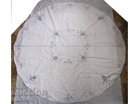 Vechiă față de masă brodată, rotundă, din bumbac, 170 cm, excelentă