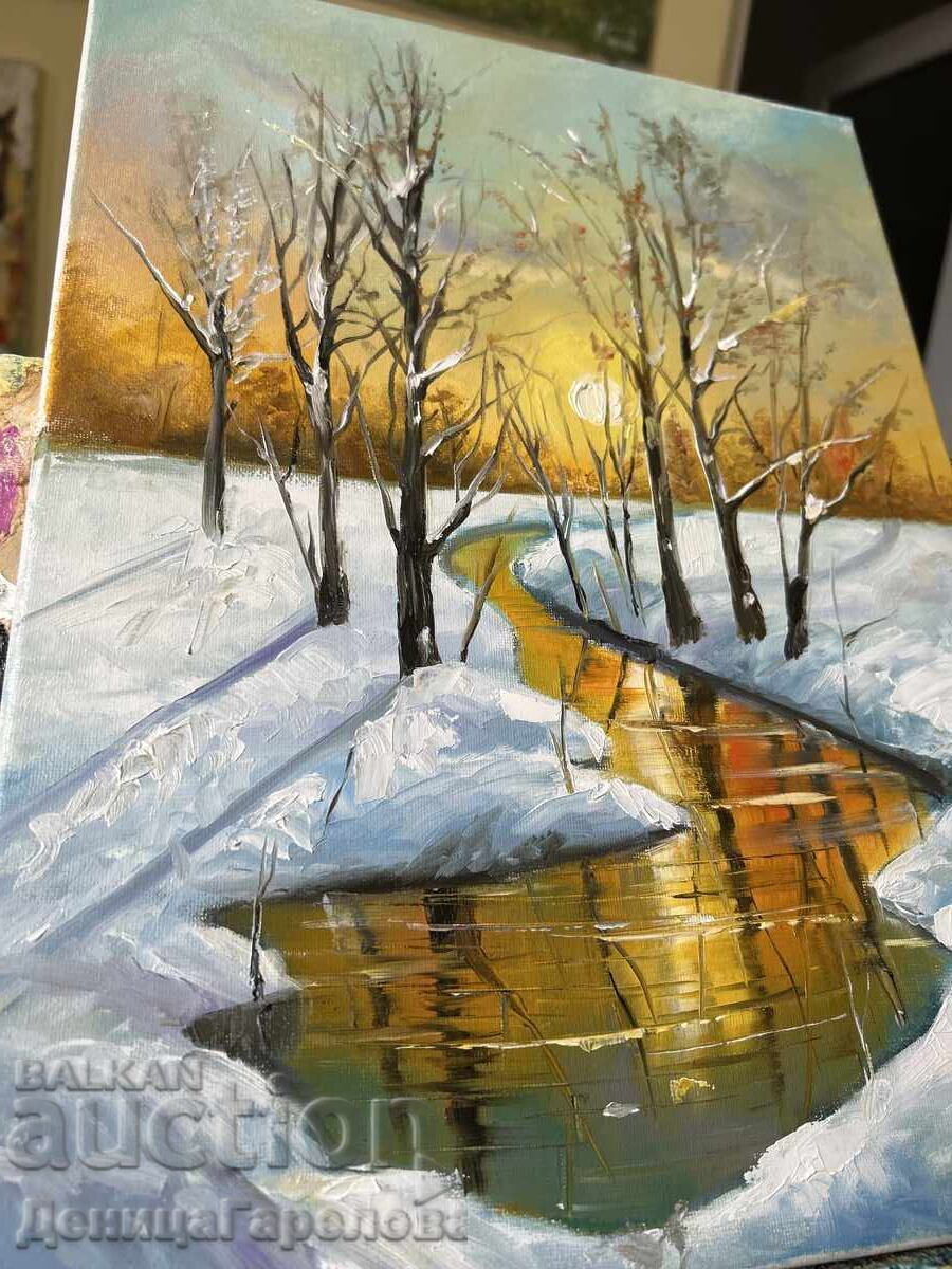 Auction Denitsa Garelova Painting 30/40 "Winter Sunset" Auction Denitsa Garelova Painting 30/40 "Winter Sunset"