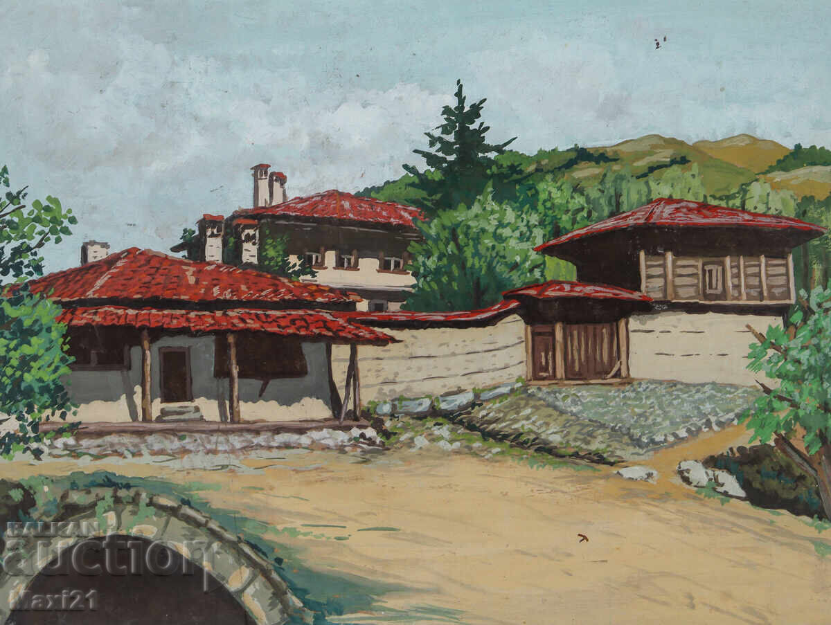 Красива картина гваш пейзаж от Копривщица с цена 220.00 лв. | € 112.48