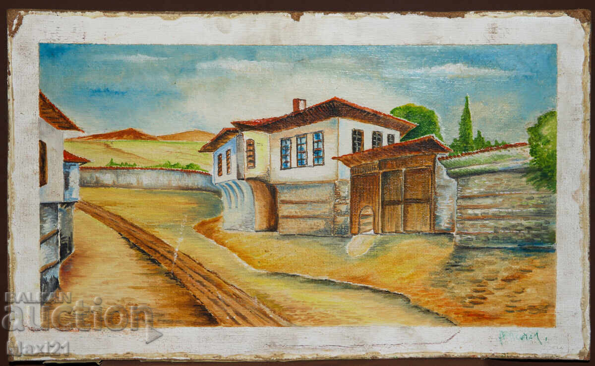 Oil painting rural landscape with price 240.00 BGN | € 122.71