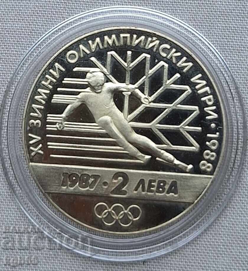 2 лева 1987 г. Зимни олимпийски игри #4