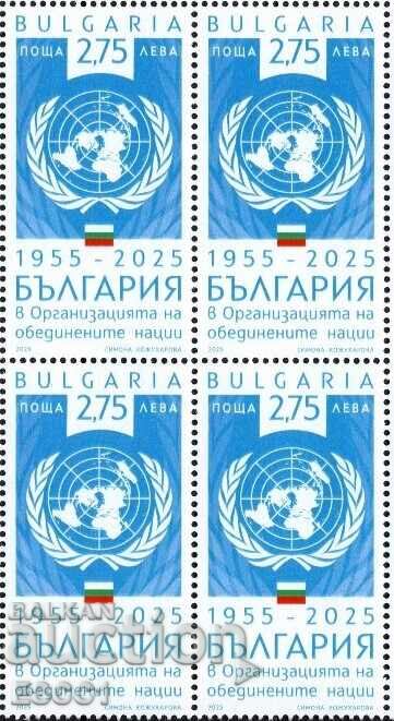 Clean stamp in a square, 70 years of Bulgaria in the UN 2025 from Bulgaria