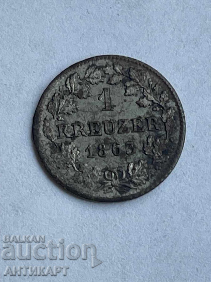 Row of silver coin Germany 1 Kreuzer 1863 Bavaria excellent Row of silver coin Germany 1 Kreuzer 1863 Bavaria excellent