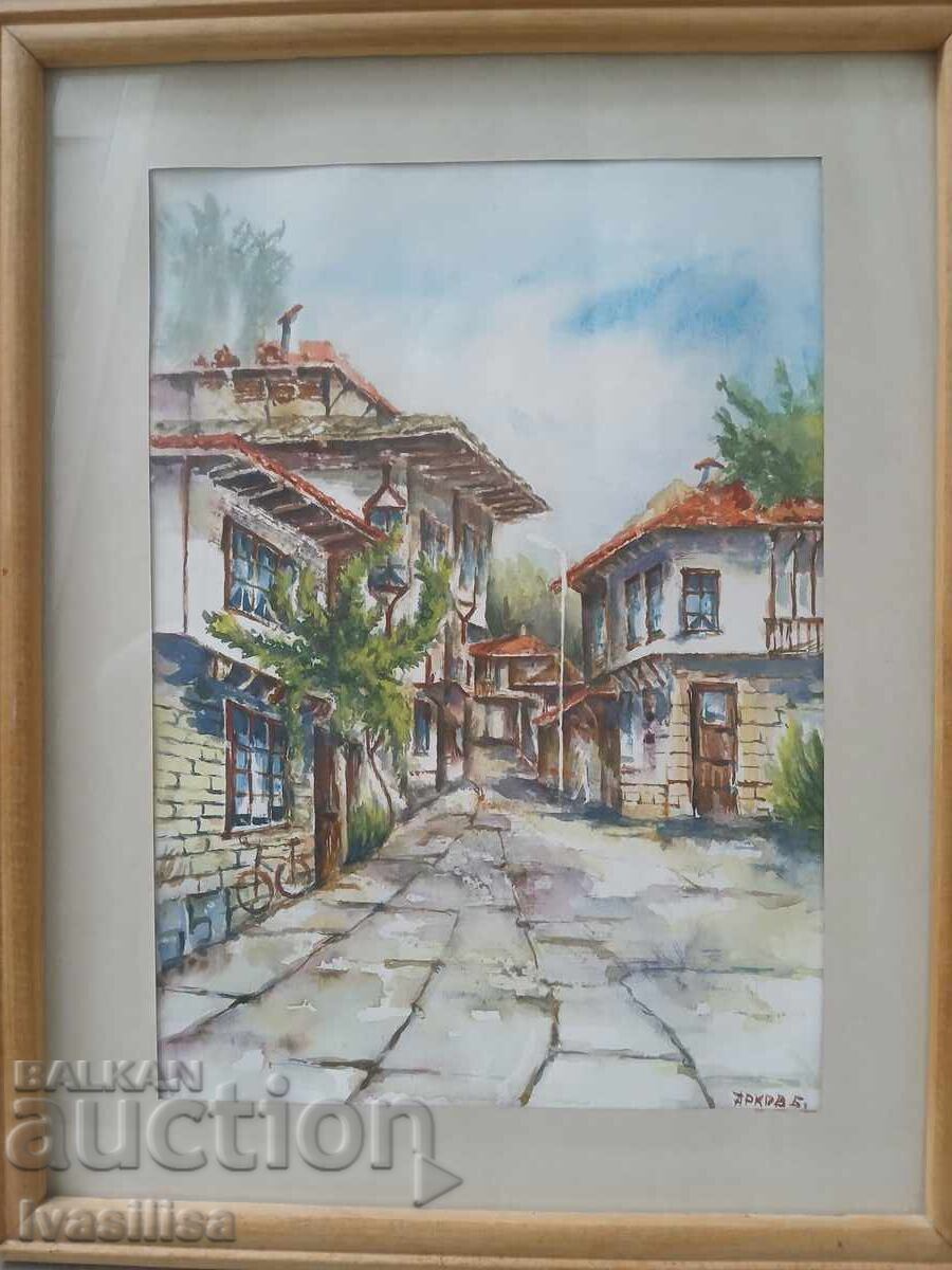 Картина български възрожденски къщи.