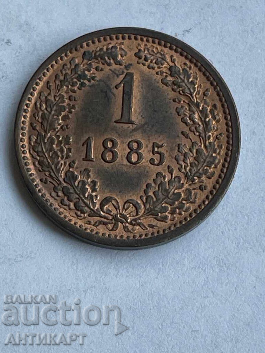 Row of copper coin Austria 1 Kreuzer 1885 Row of copper coin Austria 1 Kreuzer 1885