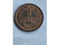 Row of copper coin Austria 1 Kreuzer 1885