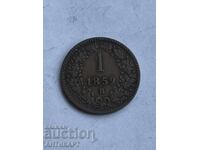 Row of copper coin Austria 1 Kreuzer 1859
