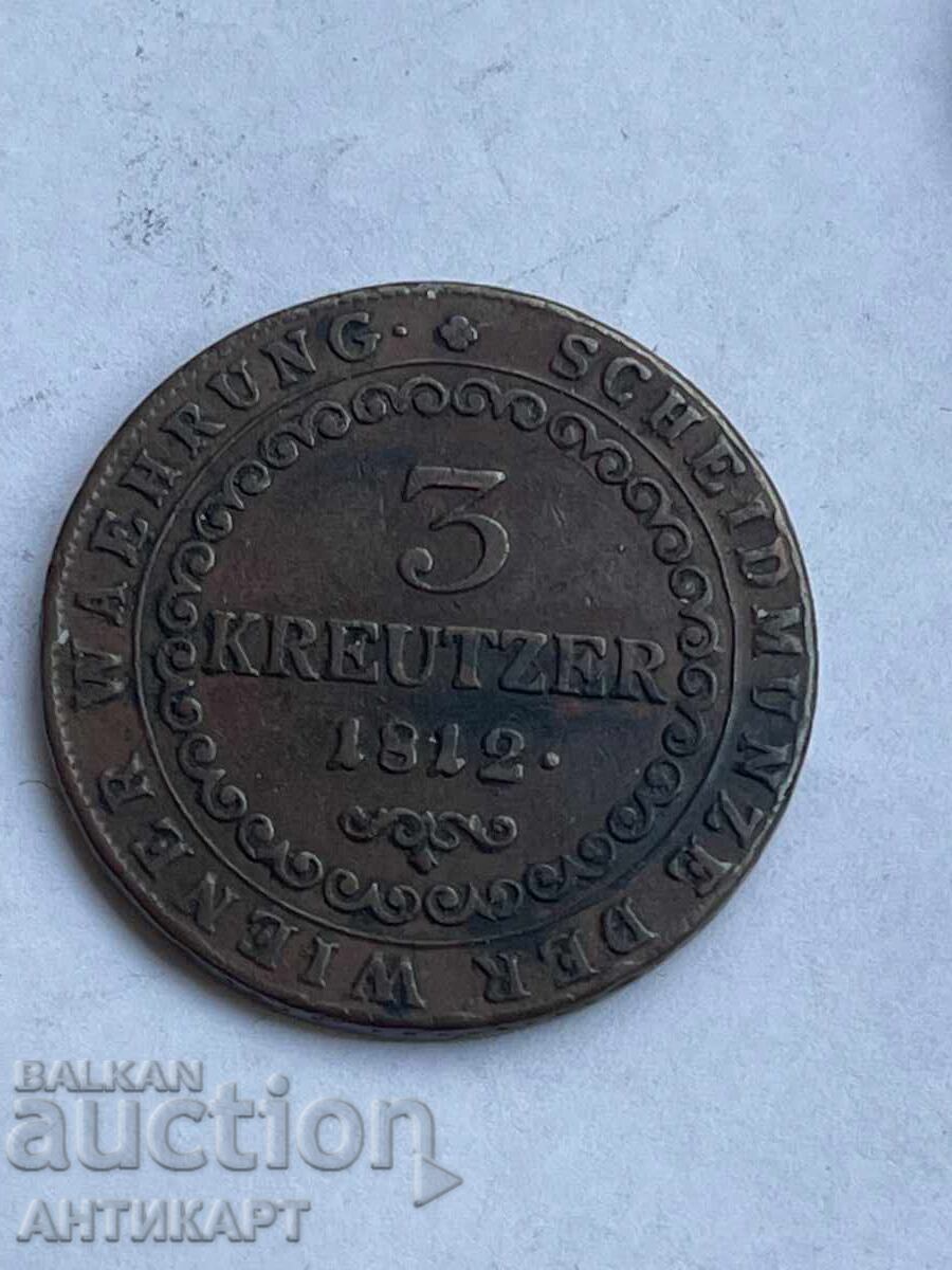Austrian Copper Coin 3 Kreuzer 1812 Austrian Copper Coin 3 Kreuzer 1812