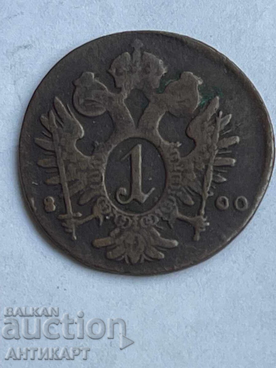 Row of copper coin Austria 1 kreuzer 1800 Row of copper coin Austria 1 kreuzer 1800