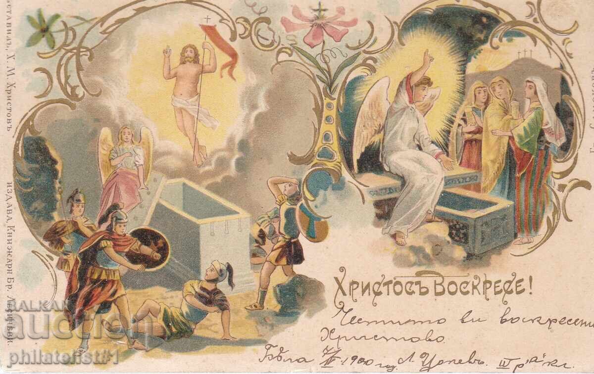 Χριστούγεννα 1900 Λιθογραφική Κάρτα από Λευκό Μικρό Λιοντάρι