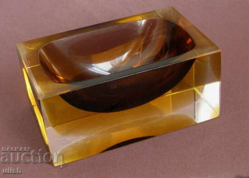 1960 Murano Sommerso Мурано фасет пепелник 1960 Murano Sommerso Мурано фасет пепелник