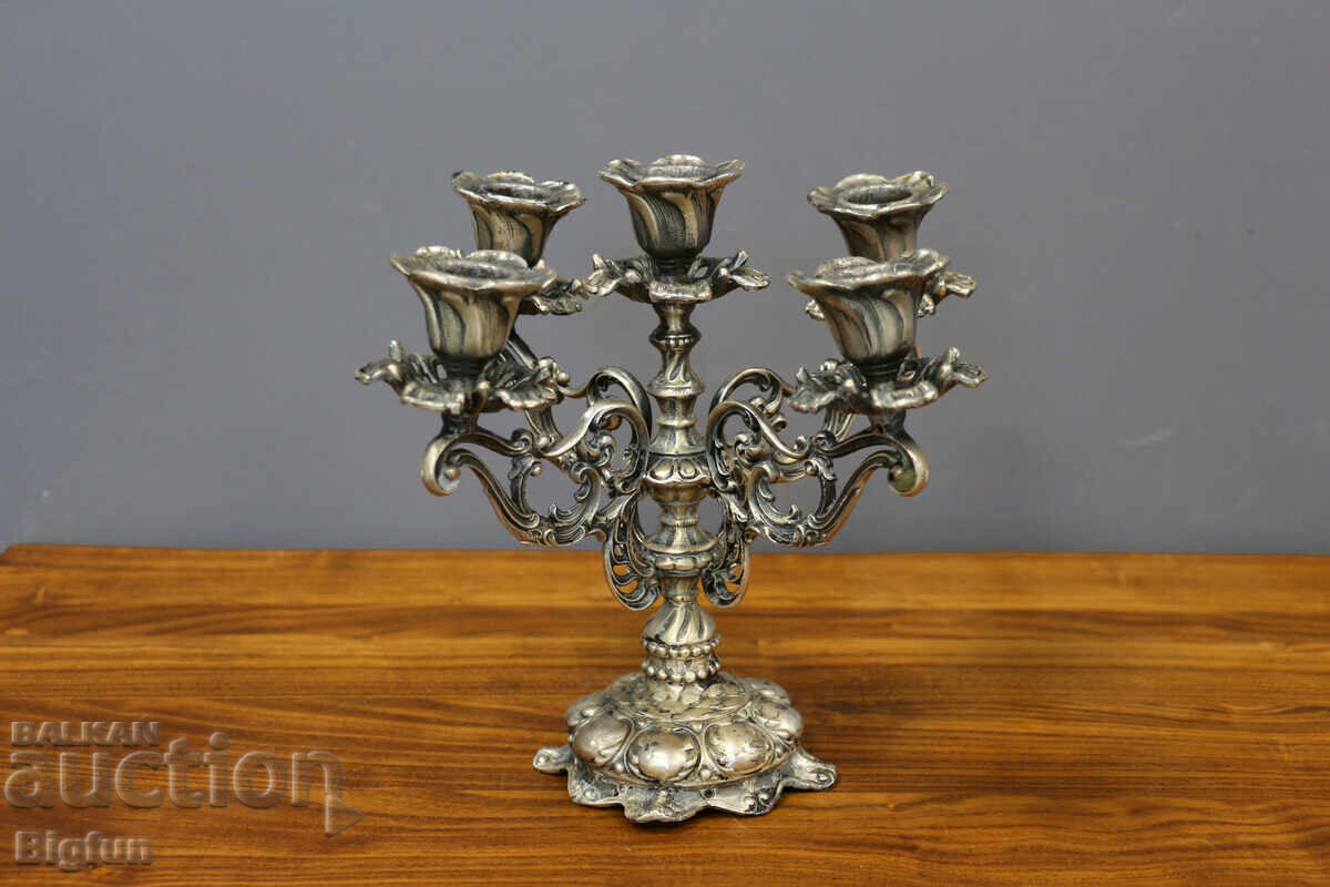 GREAT VICTORIAN CANDELABRA MADE OF PEWTER WITH FIVE ARMS with price 45.00 BGN | € 23.01 GREAT VICTORIAN CANDELABRA MADE OF PEWTER WITH FIVE ARMS with price 45.00 BGN | € 23.01