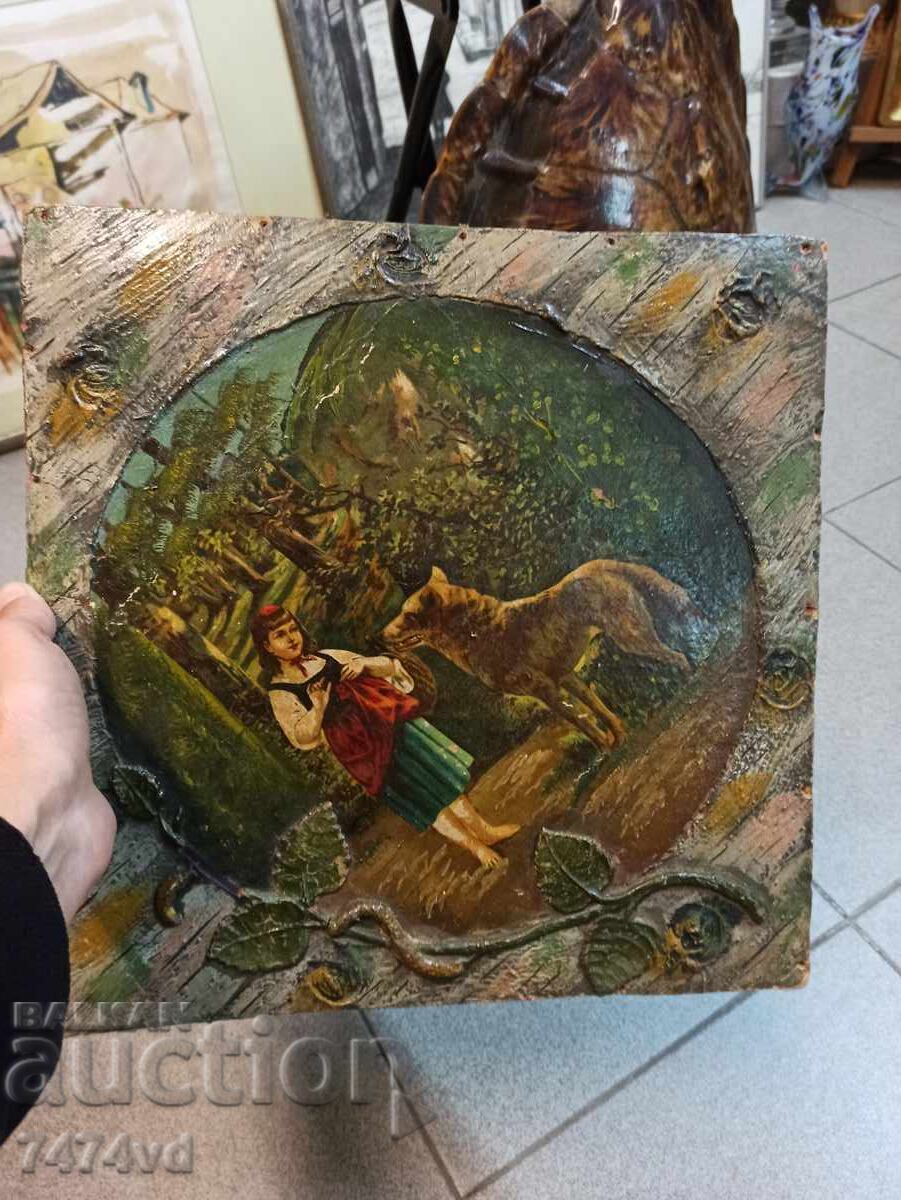 TABLOU VECHI - SCUFIȚA ROȘIE ULEI PE CARTON TABLOU VECHI - SCUFIȚA ROȘIE ULEI PE CARTON