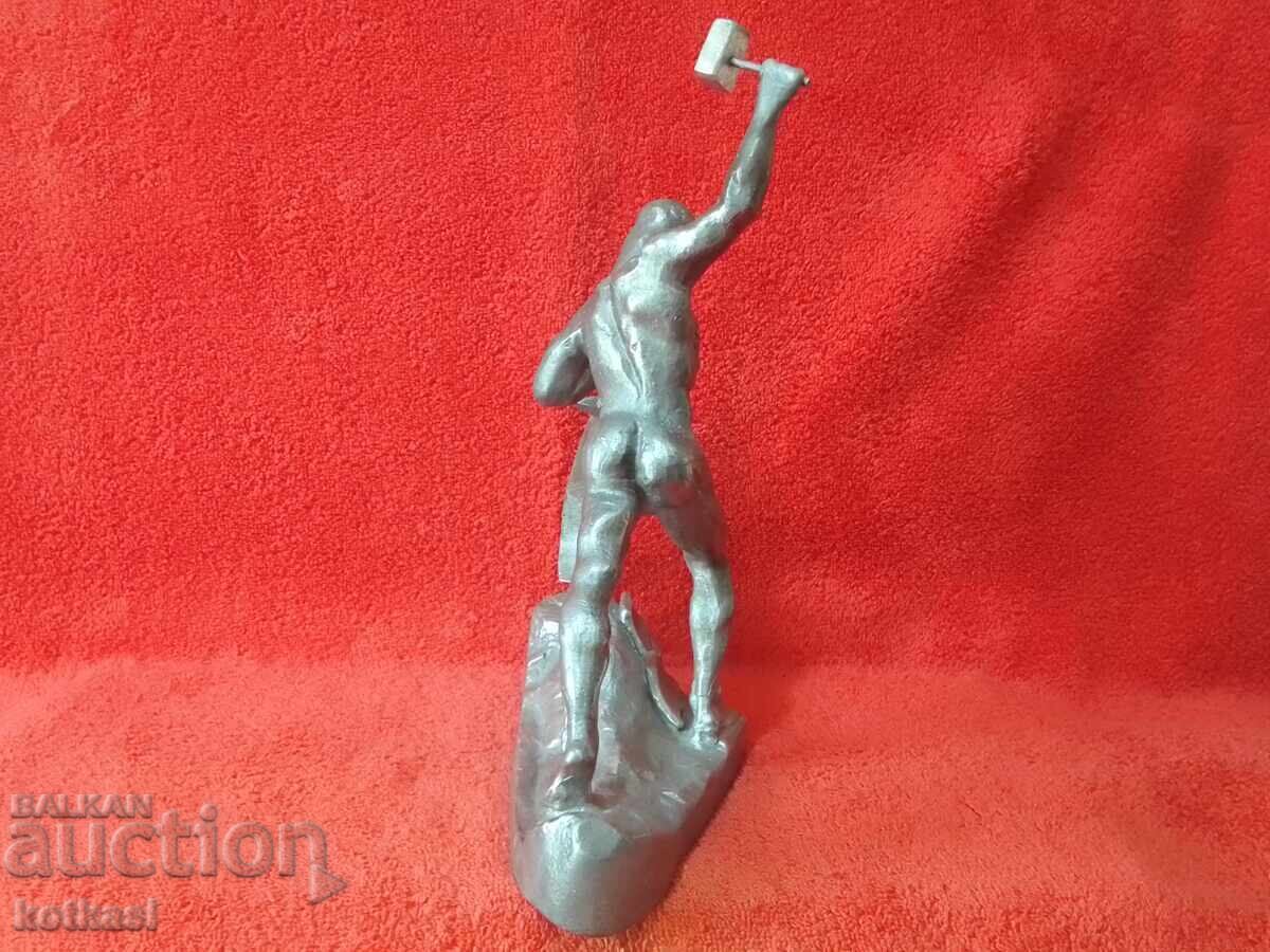 Стара Пластика Фигура Скулптура Метал Алуминий Ковач - 5