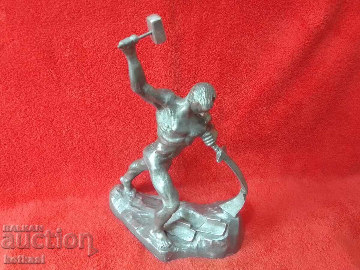 Стара Пластика Фигура Скулптура Метал Алуминий Ковач - 7