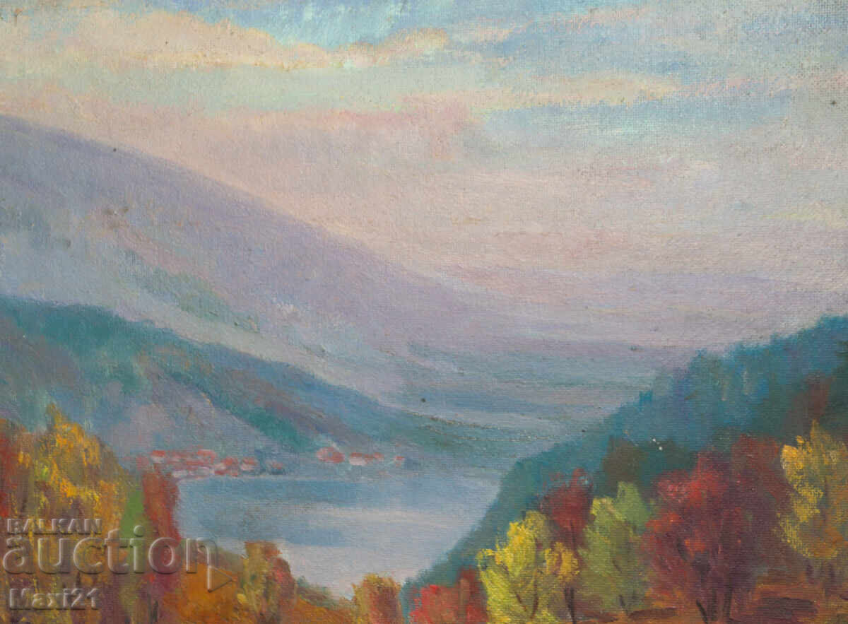 Livrarea Tablou ulei pe pânză peisaj montan lac Livrarea Tablou ulei pe pânză peisaj montan lac