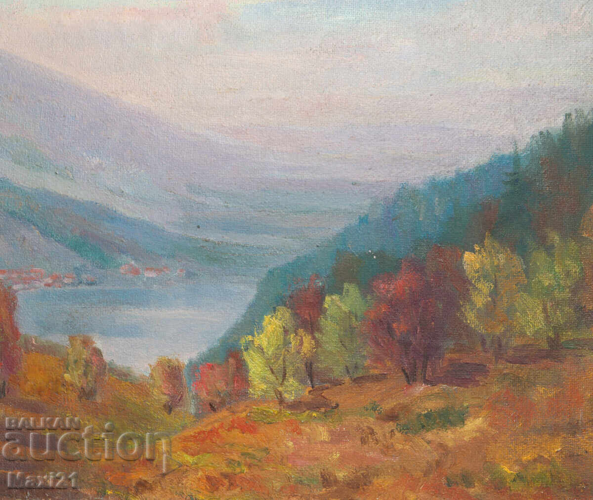 Tablou ulei pe pânză peisaj montan lac - 5 Tablou ulei pe pânză peisaj montan lac - 5