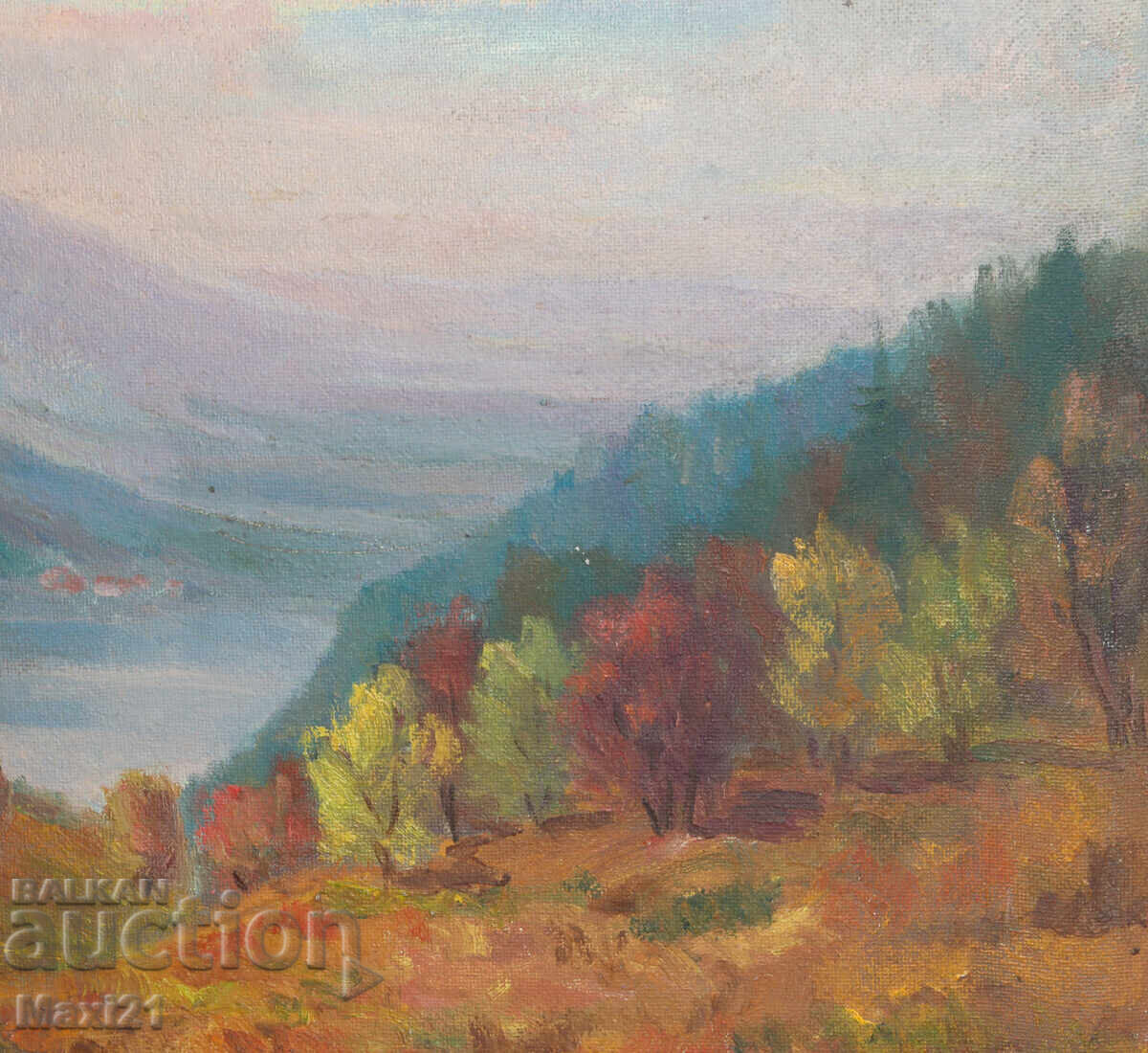 Tablou ulei pe pânză peisaj montan lac - 6 Tablou ulei pe pânză peisaj montan lac - 6