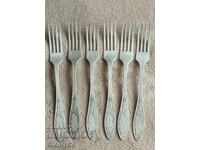 Furculițe mari din melchior argintat de 20.5 cm, din URSS