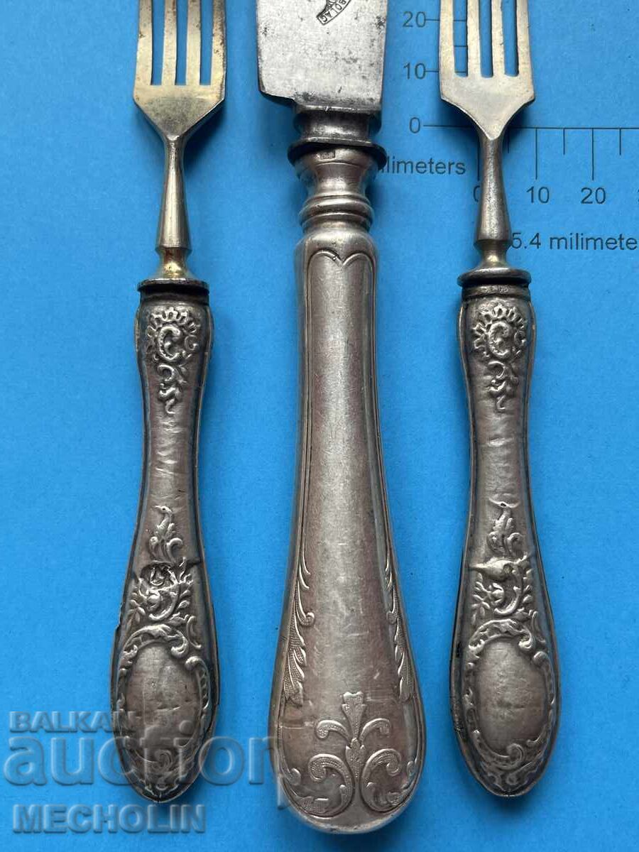 Ασημένια Πιρούνια + Μαχαίρι 0,800 με τιμή 75.00 BGN | € 38.35 Ασημένια Πιρούνια + Μαχαίρι 0,800 με τιμή 75.00 BGN | € 38.35