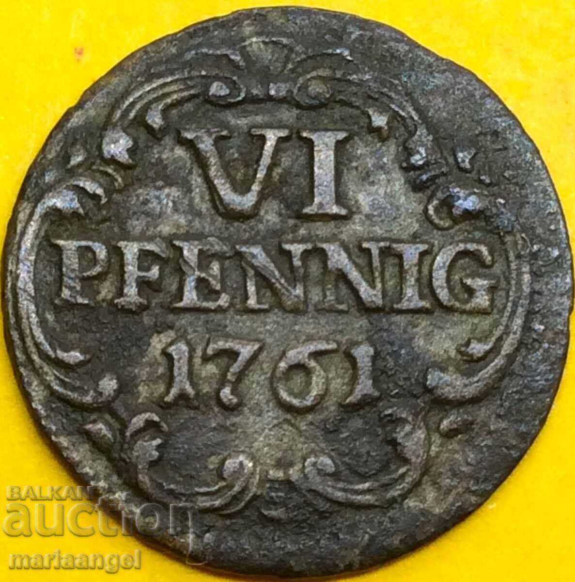 Delivery of 6 Pfennig 1761 Germany Saxony - Rare!
