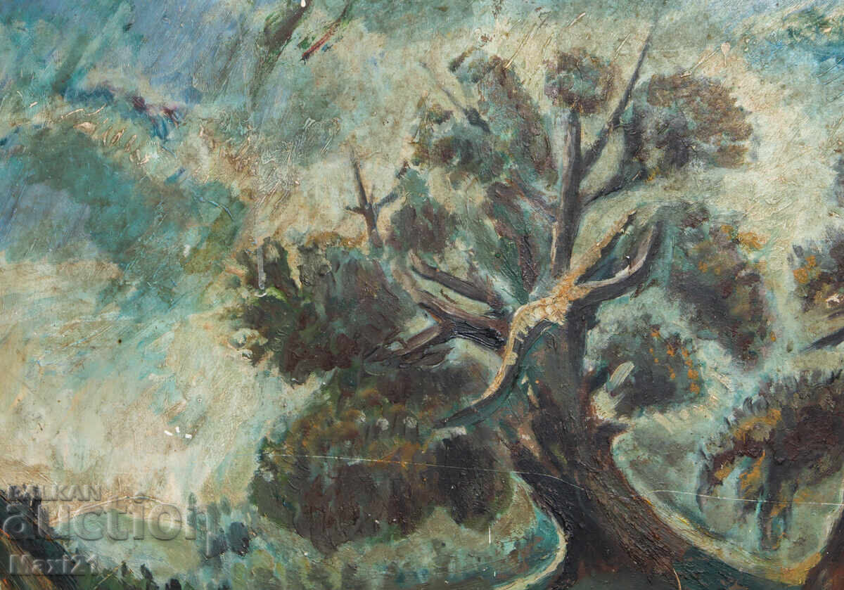 Παράδοση Έργο ζωγραφικής με λάδι, δασικό τοπίο, 1987