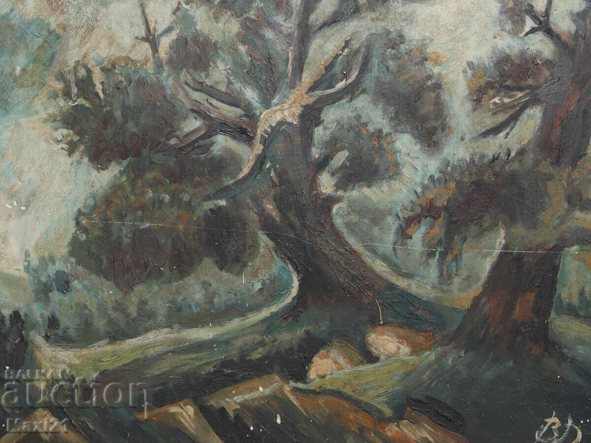 Έργο ζωγραφικής με λάδι, δασικό τοπίο, 1987 - 5