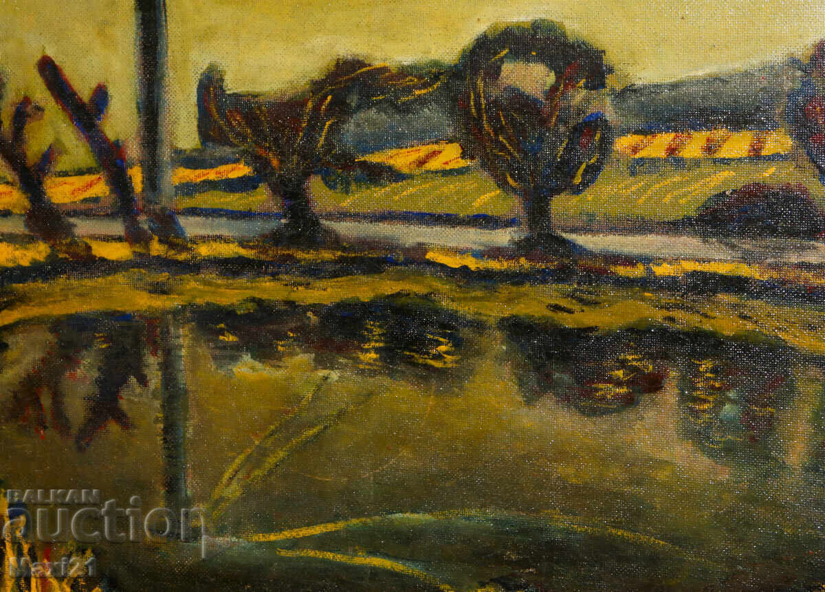 Доставка на Картина маслени бои пейзаж езеро подписана 1976г.