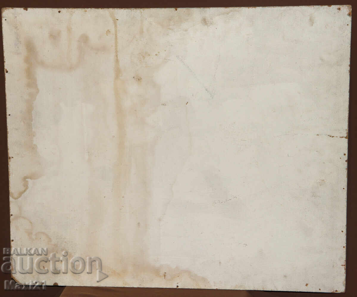 Έργο ζωγραφικής με λάδι τοπίο ορεινή λίμνη 1989 - 7