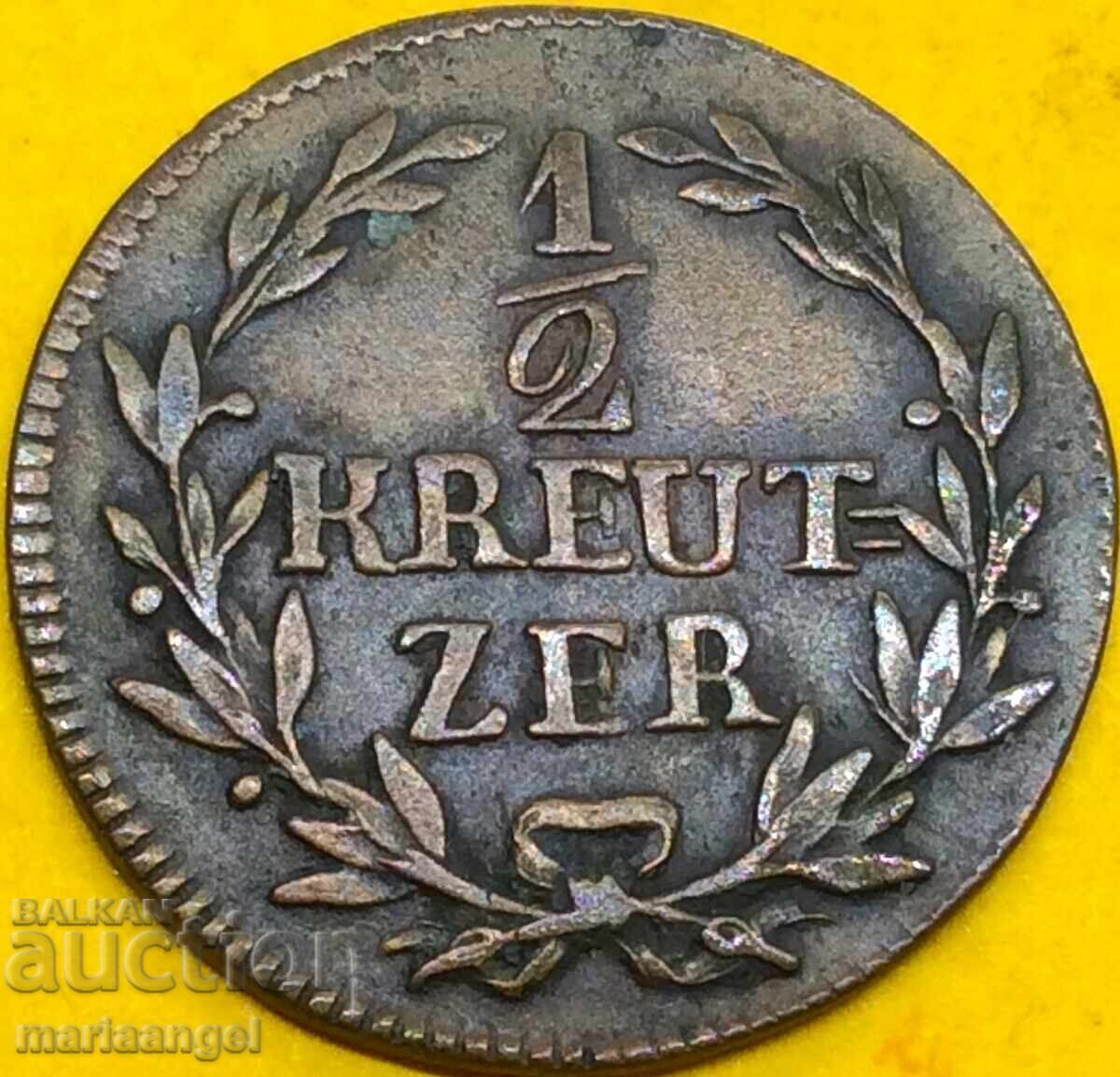 Παράδοση 1/2 Kreuzer 1817 Baden Germany 20mm - σπάνιο