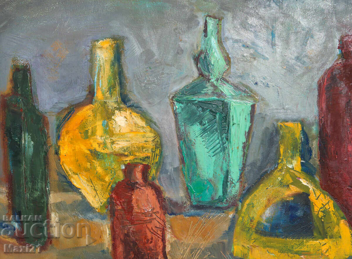 Delivery of Oil painting still life bottles