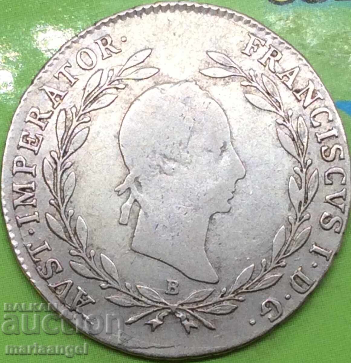 20 Kreuzer 1830 Austria B - Kremnitz Silver - Rare - 7 20 Kreuzer 1830 Austria B - Kremnitz Silver - Rare - 7