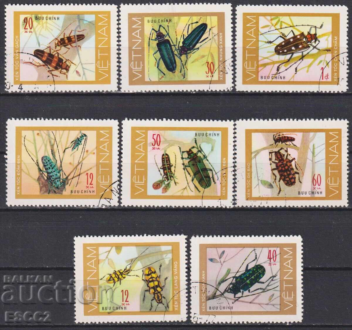 Timbre timbrate Fauna Insecte Gândaci 1977 din Vietnam