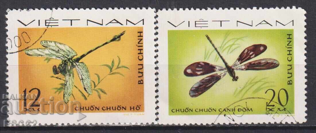 Cancelled Fauna Insects Dragonflies 1977 Vietnam Stamps