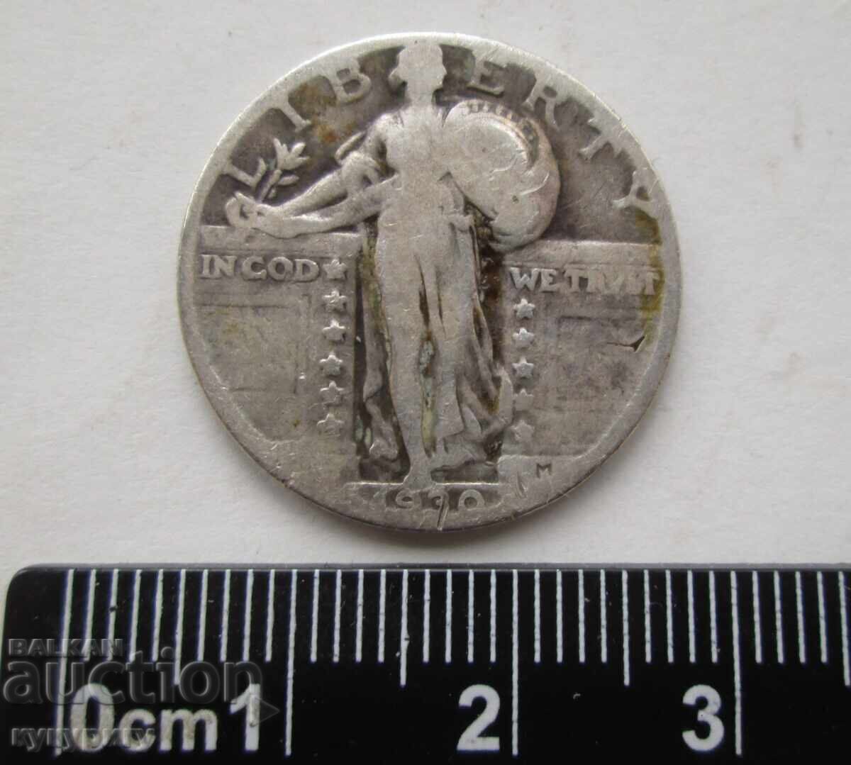 Стара сребърна монета четвърт долар 25 цента САЩ 1930 година с цена 25.00 лв. | € 12.78