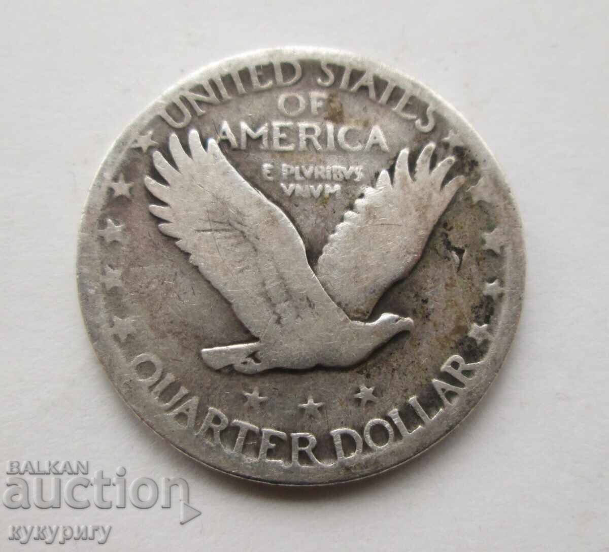 Стара сребърна монета четвърт долар 25 цента САЩ 1930 година