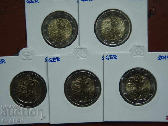 2 Euro 2019 Germania "Zidul Berlinului" A,D,F,G,J /Germaniya 2 evro