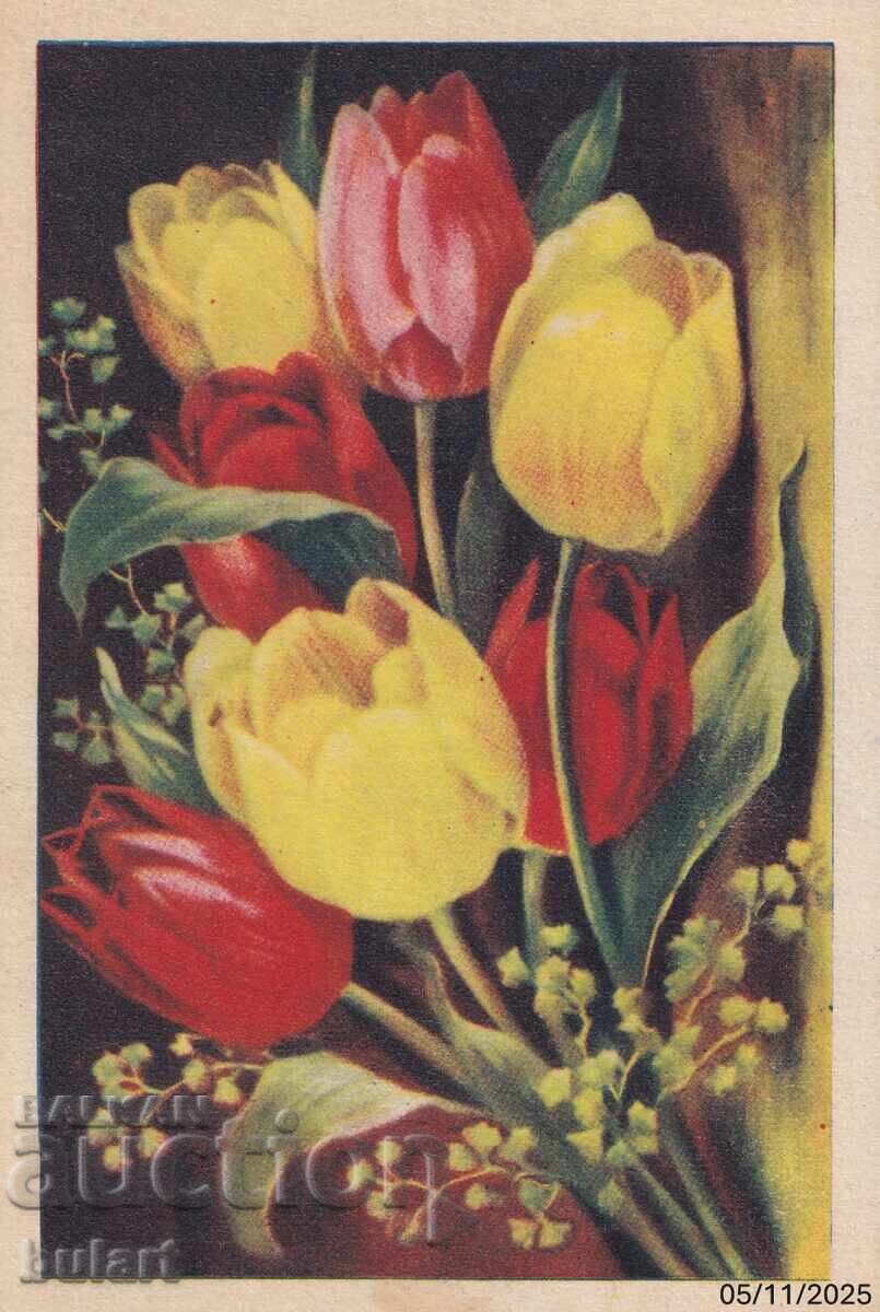 Ευχετήρια Κάρτα Γενεθλίων Λουλούδια Ταχυδρομημένη ΤΚ