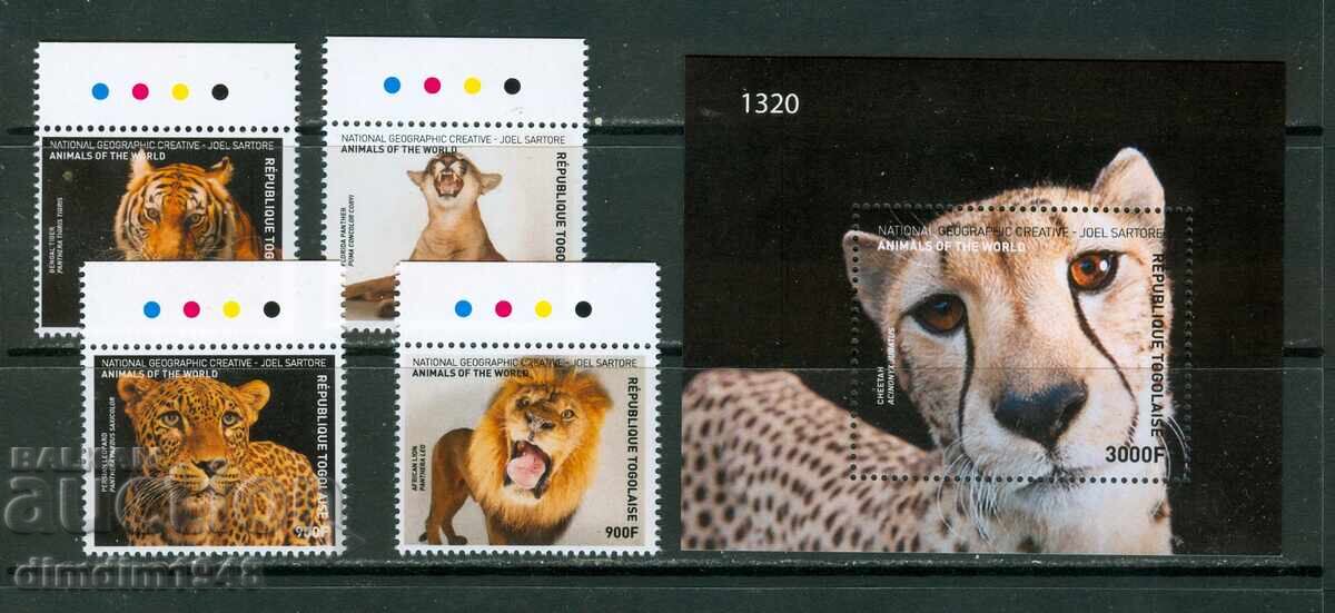 Τόγκο - Πανίδα, πλήρης σειρά και μπλοκ, καθαρά