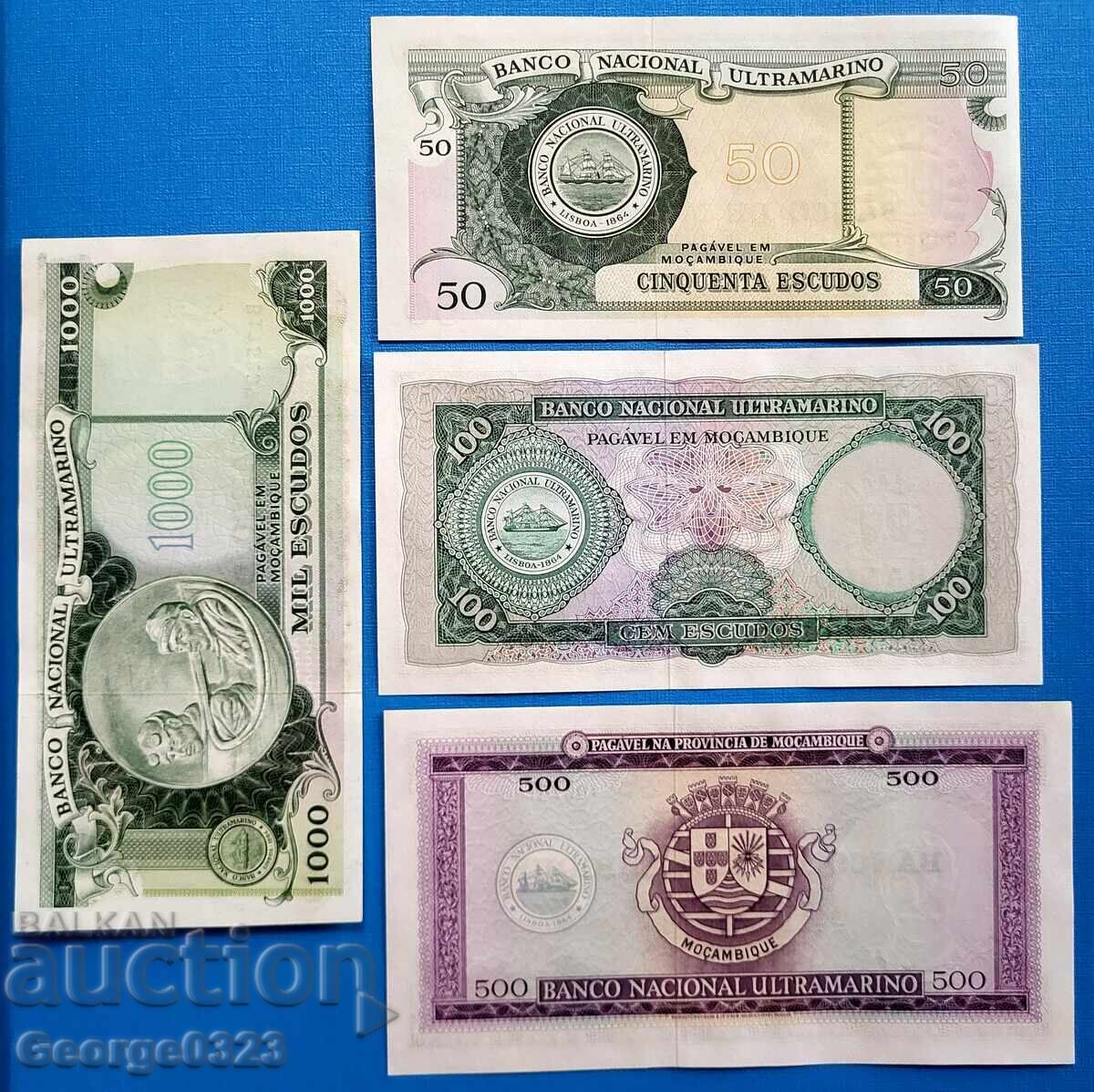 Mozambique 1967 1976 50 100 500 1000 Escudos UNC New with price 15.99 BGN | € 8.18
