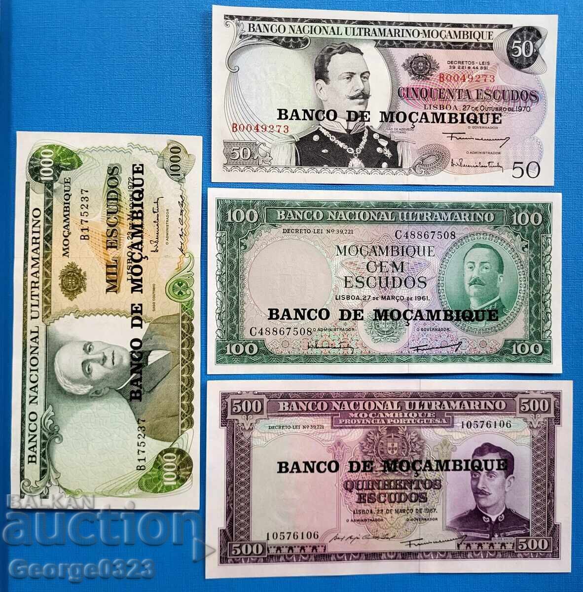 Mozambique 1967 1976 50 100 500 1000 Escudos UNC New