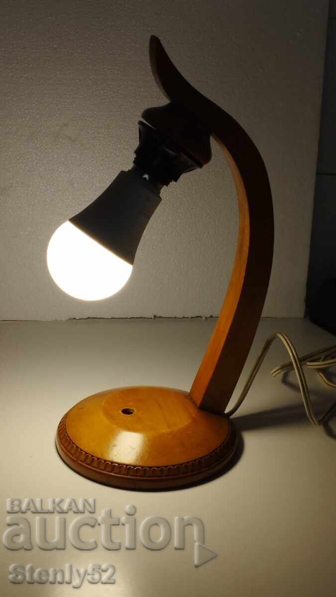 Old night lamp on a wooden base with price 25.00 BGN | € 12.78