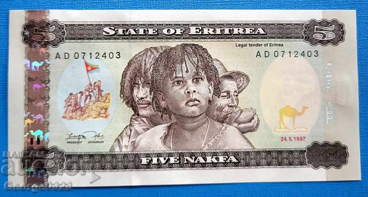 Eritrea 1997 5 Nakfa UNC New Eritrea 1997 5 Nakfa UNC New